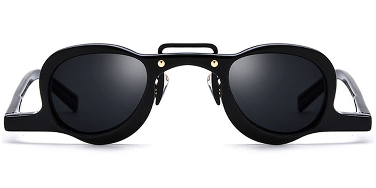 Acetate Geometric Sunglasses black+dark_grey_polarized