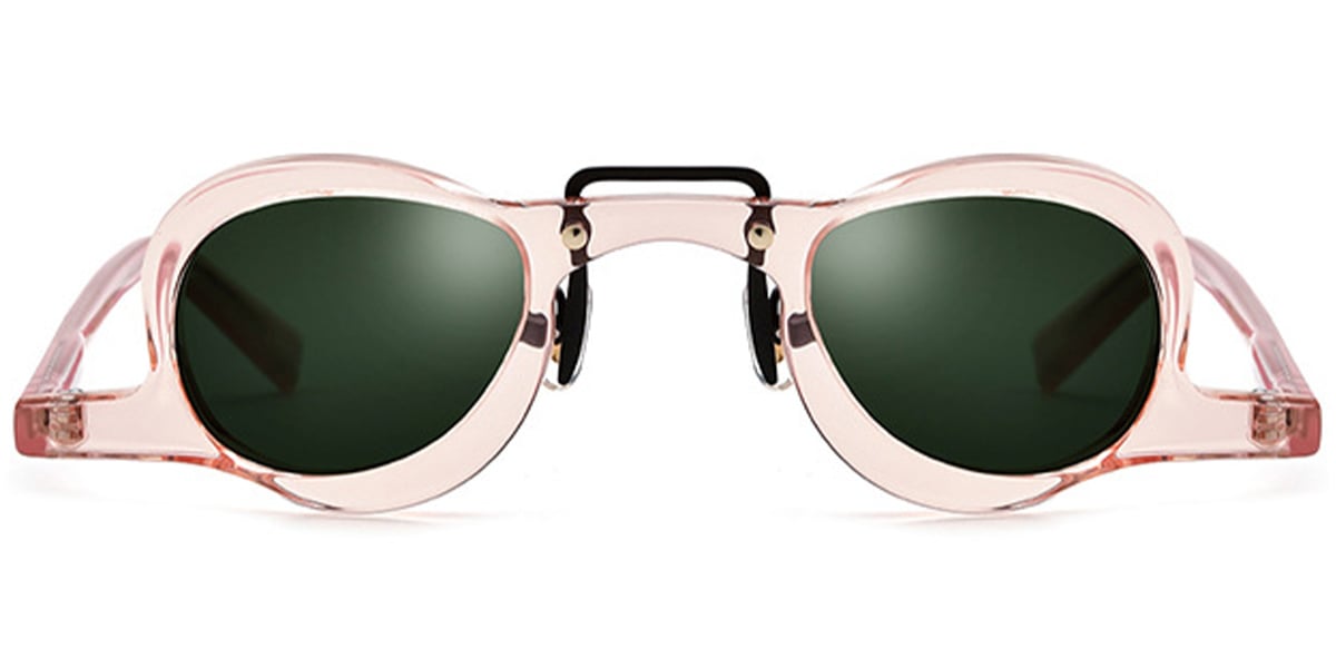 Acetate Geometric Sunglasses translucent-pink+dark_green_polarized