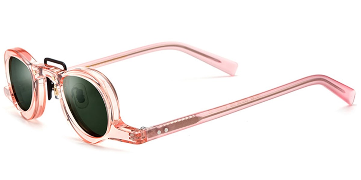 Acetate Geometric Sunglasses translucent-pink+dark_green_polarized