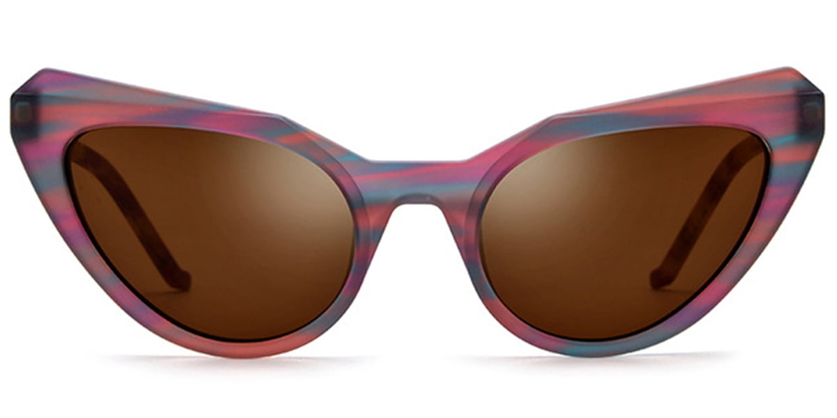 Acetate Cat Eye Sunglasses multicolor+amber_polarized