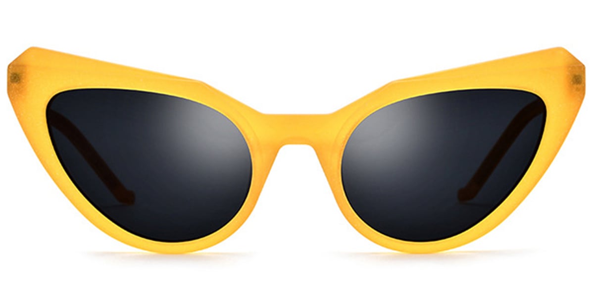 Acetate Cat Eye Sunglasses yellow+dark_grey_polarized