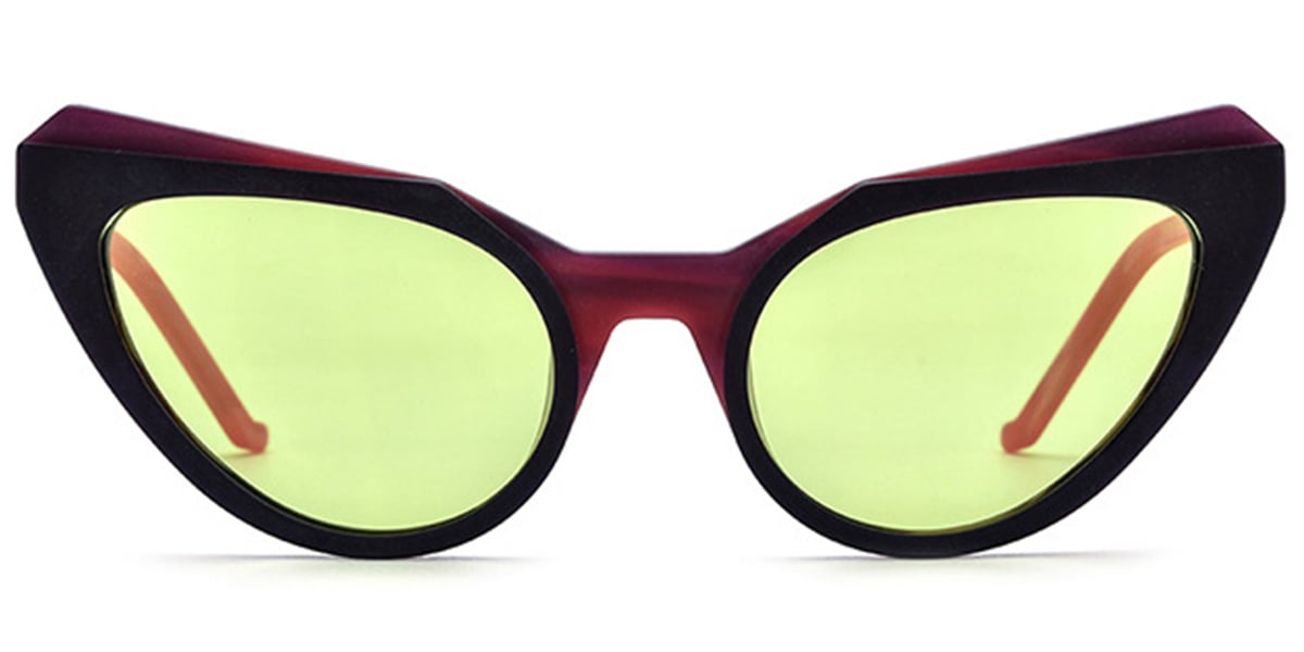 Acetate Cat Eye Sunglasses pattern-purple+green_polarized