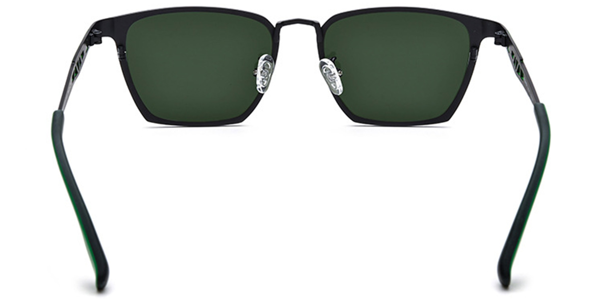 Titanium Rectangle Sunglasses matte-black+dark_green_polarized