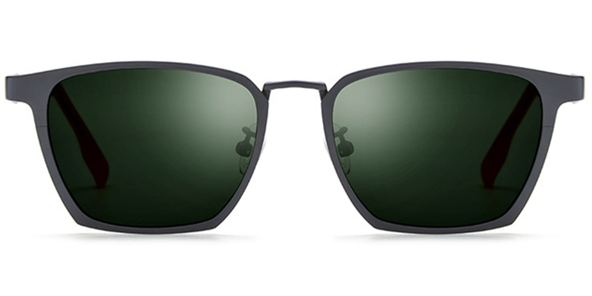 Titanium Rectangle Sunglasses grey+dark_green_polarized