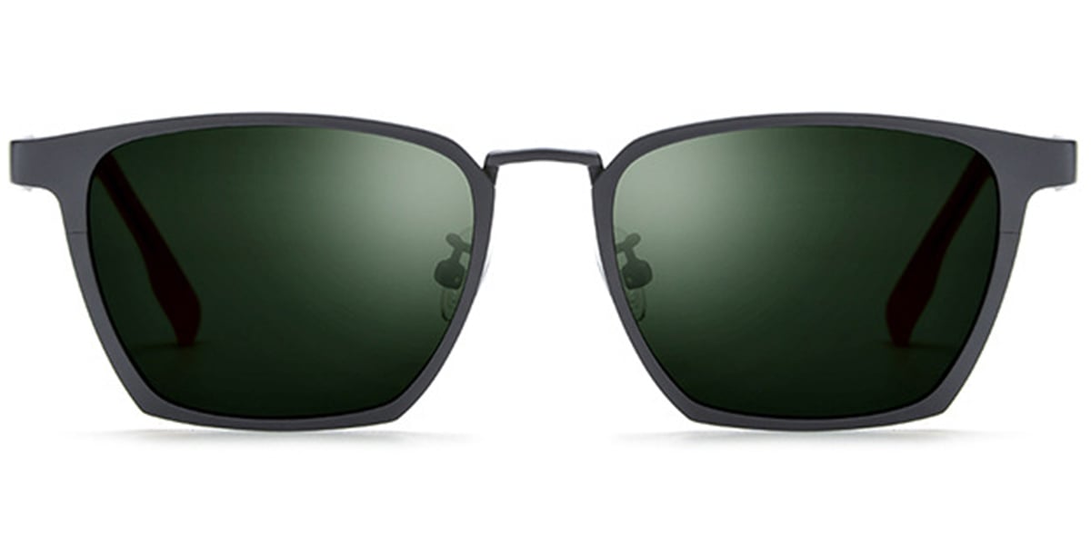 Titanium Rectangle Sunglasses grey+dark_green_polarized