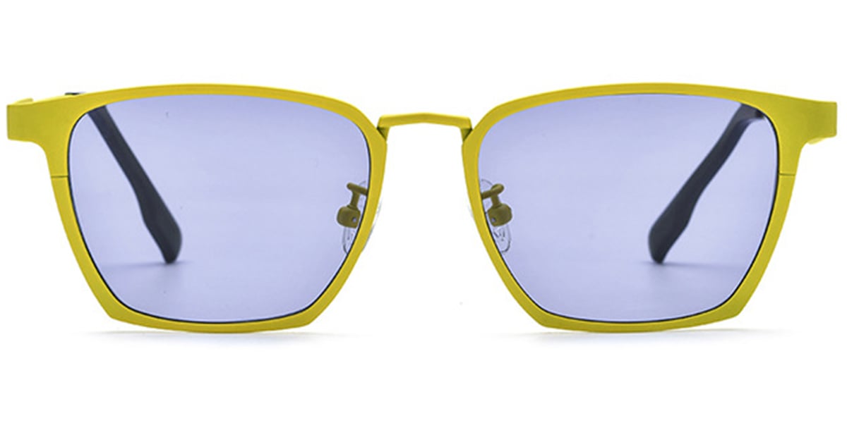 Titanium Rectangle Sunglasses yellow+purple_polarized