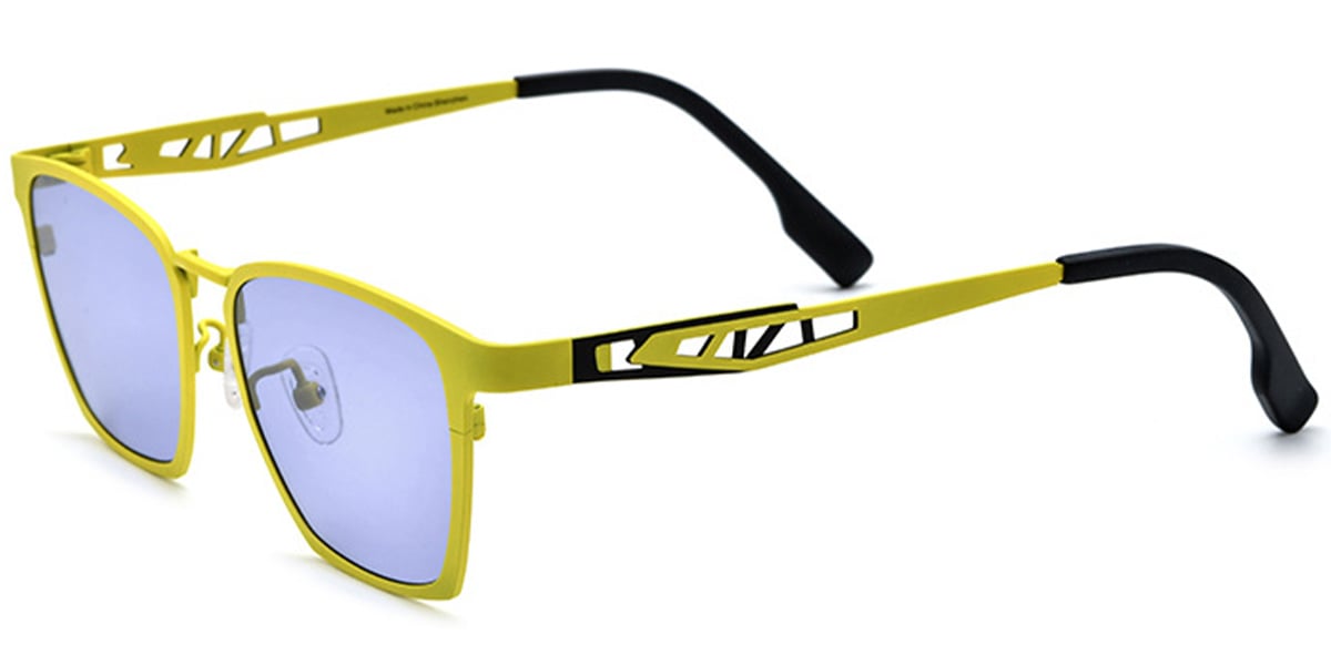 Titanium Rectangle Sunglasses yellow+purple_polarized