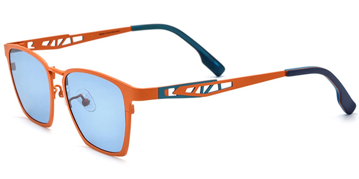 Titanium Rectangle Sunglasses orange+blue_polarized