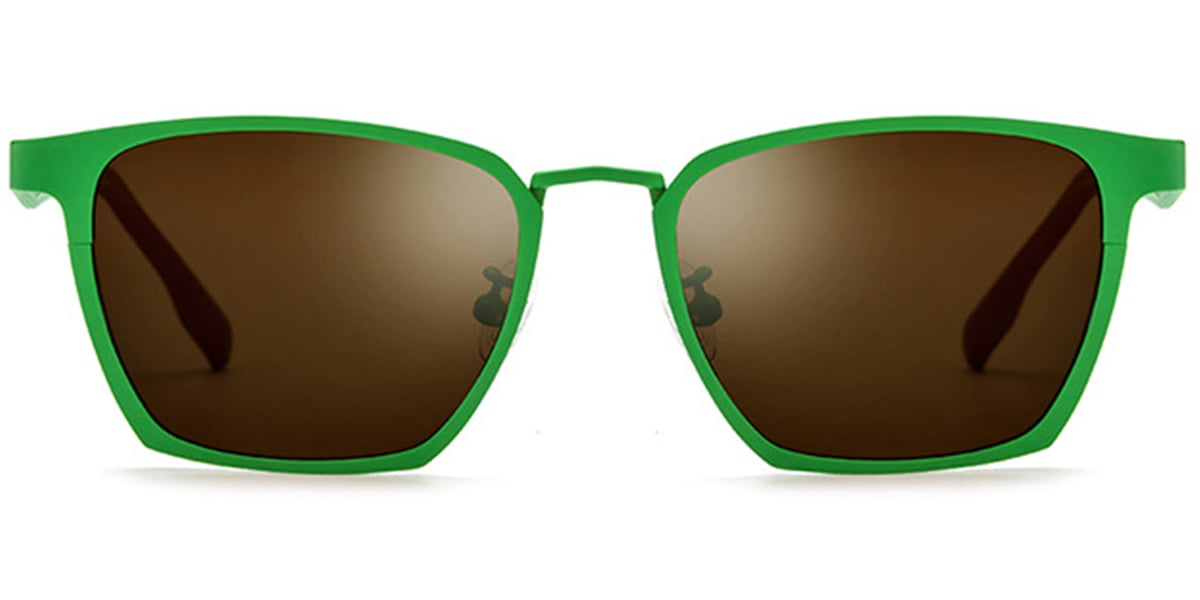 Titanium Rectangle Sunglasses green+amber_polarized