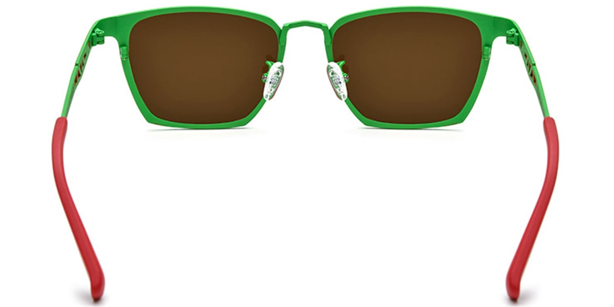 Titanium Rectangle Sunglasses green+amber_polarized