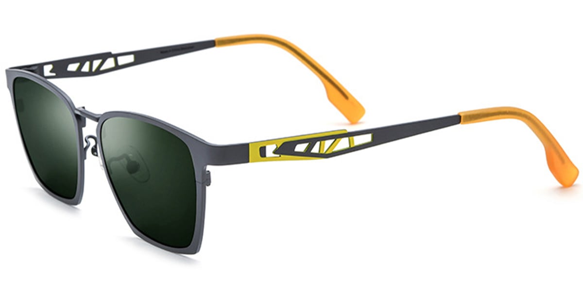 Titanium Rectangle Sunglasses grey+dark_green_polarized