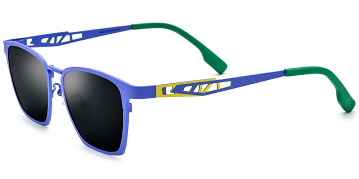 Titanium Rectangle Sunglasses blue+dark_grey_polarized