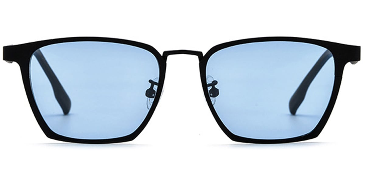 Titanium Rectangle Sunglasses black+blue_polarized