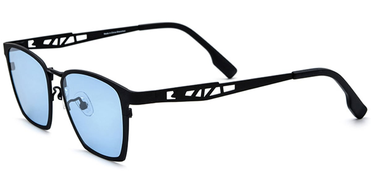 Titanium Rectangle Sunglasses black+blue_polarized