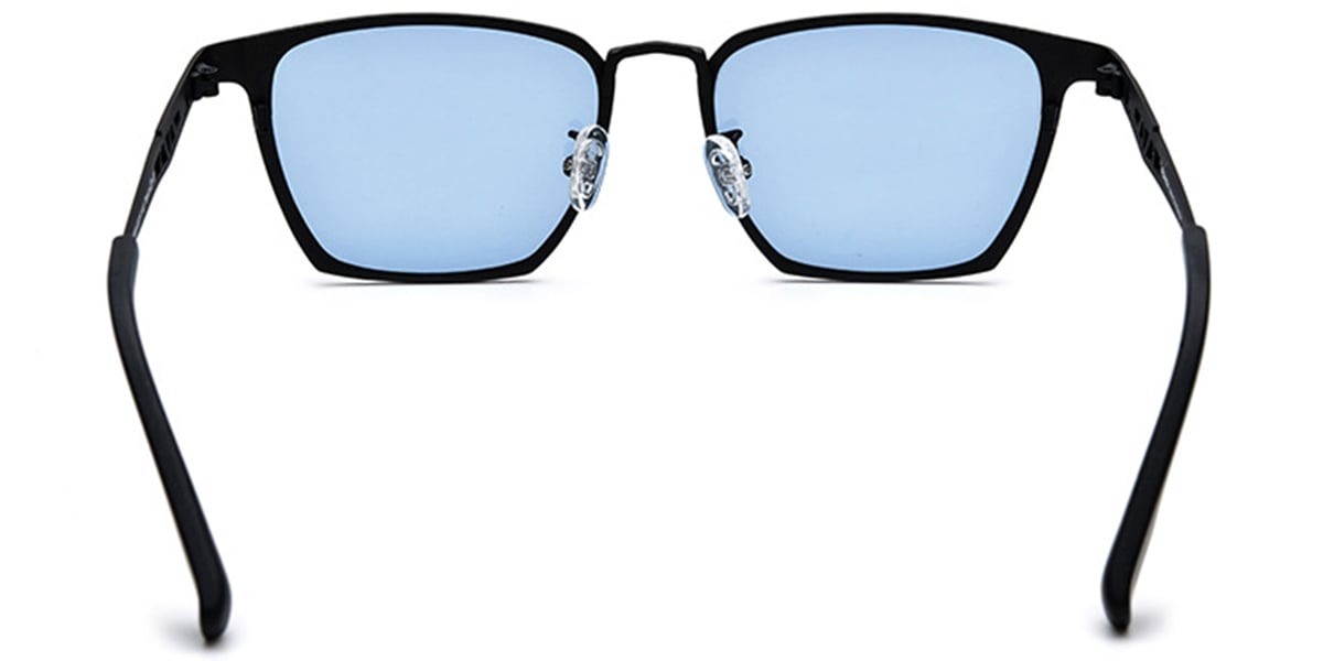 Titanium Rectangle Sunglasses black+blue_polarized