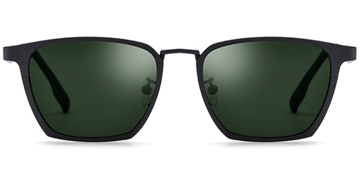 Titanium Rectangle Sunglasses matte-black+dark_green_polarized