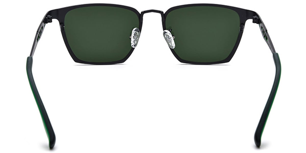 Titanium Rectangle Sunglasses matte-black+dark_green_polarized