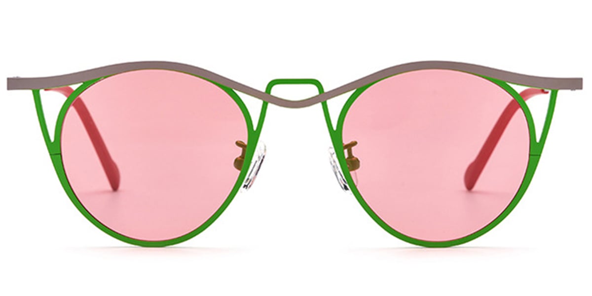 Titanium Cat Eye Sunglasses pattern-green+rose_polarized