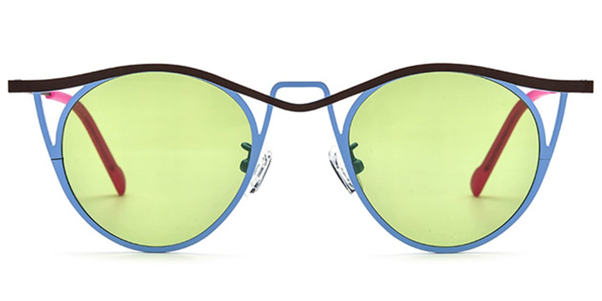 Titanium Cat Eye Sunglasses pattern-blue+green_polarized