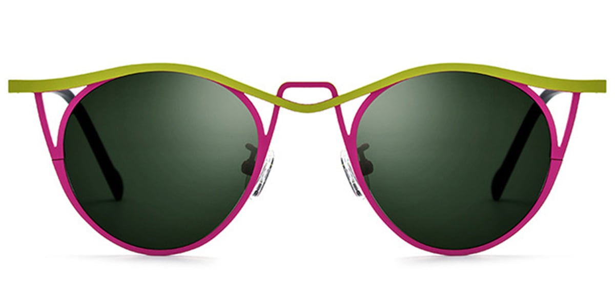 Titanium Cat Eye Sunglasses pattern-pink+dark_green_polarized