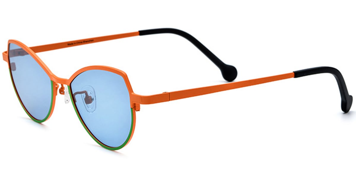 Titanium Cat Eye Geometric Sunglasses pattern-orange+blue_polarized