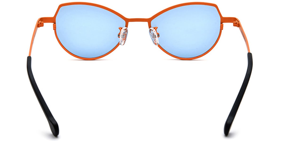 Titanium Cat Eye Geometric Sunglasses pattern-orange+blue_polarized