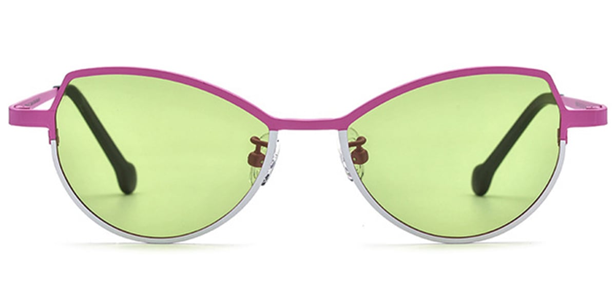 Titanium Cat Eye Geometric Sunglasses pattern-pink+green_polarized