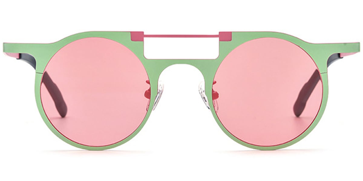 Titanium Aviator Sunglasses pattern-green+rose_polarized