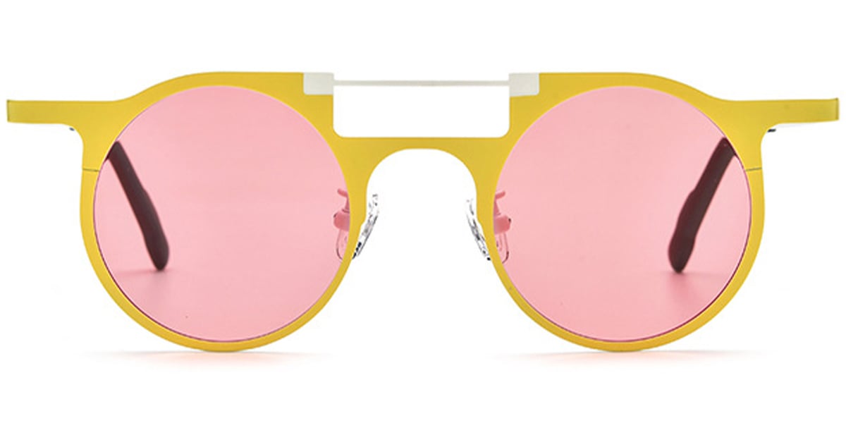 Titanium Aviator Sunglasses pattern-yellow+rose_polarized