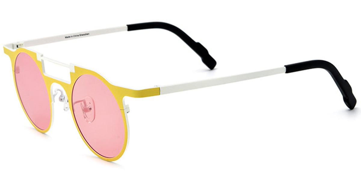 Titanium Aviator Sunglasses pattern-yellow+rose_polarized