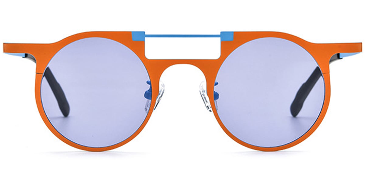 Titanium Aviator Sunglasses pattern-orange+purple_polarized