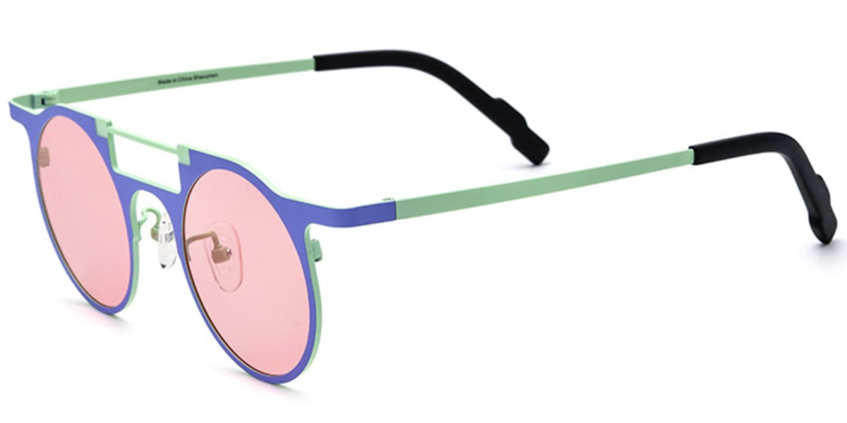 Titanium Aviator Sunglasses pattern-blue+green_polarized