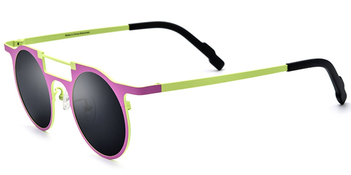 Titanium Aviator Sunglasses pattern-purple+dark_grey_polarized