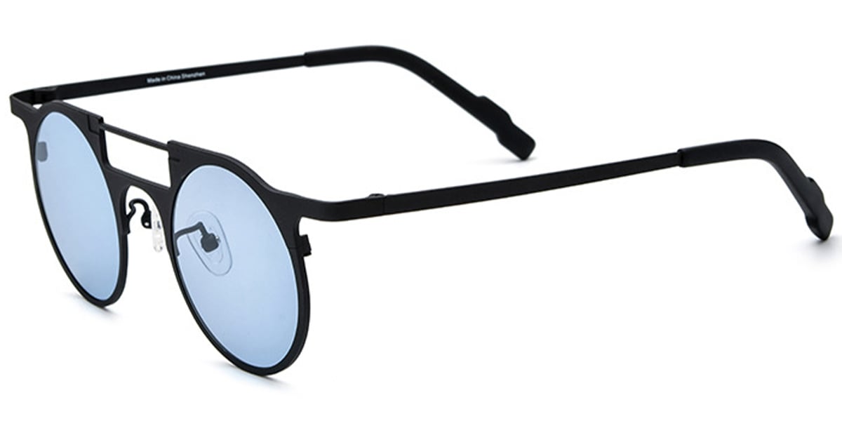 Titanium Aviator Sunglasses black+blue_polarized