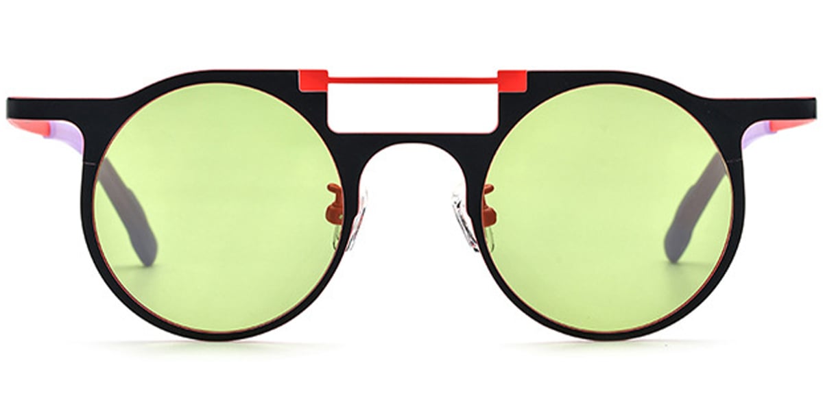 Titanium Aviator Sunglasses pattern-black+green_polarized