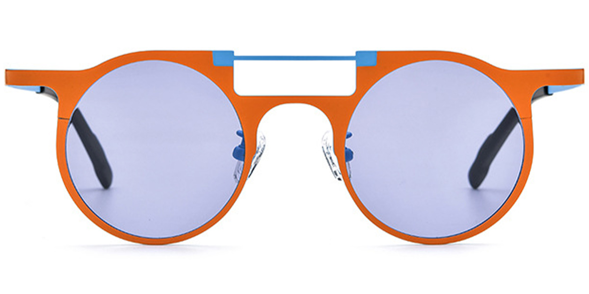 Titanium Aviator Sunglasses pattern-orange+purple_polarized
