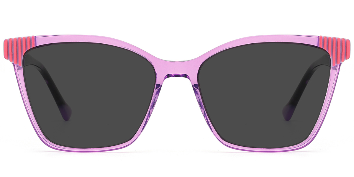 Acetate Cat Eye Sunglasses translucent-pink+dark_grey_polarized