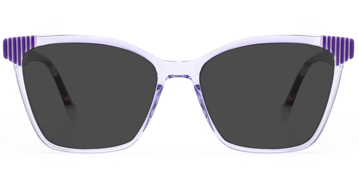 Acetate Cat Eye Sunglasses translucent-purple+dark_grey_polarized