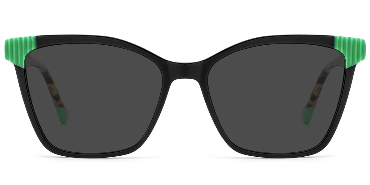 Acetate Cat Eye Sunglasses black+dark_grey_polarized