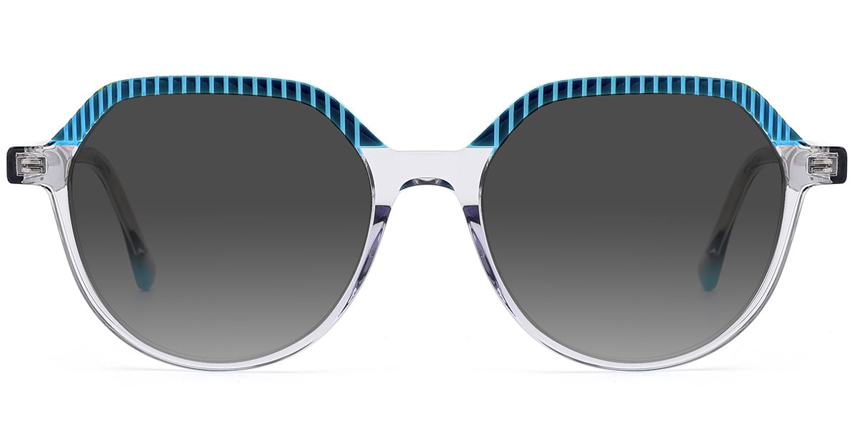 Acetate Geometric Sunglasses pattern-grey+dark_grey_polarized