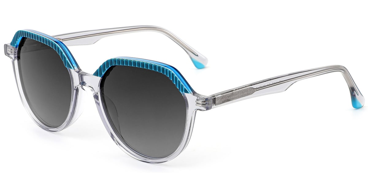 Acetate Geometric Sunglasses pattern-grey+dark_grey_polarized