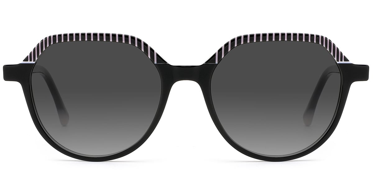 Acetate Geometric Sunglasses black+dark_grey_polarized