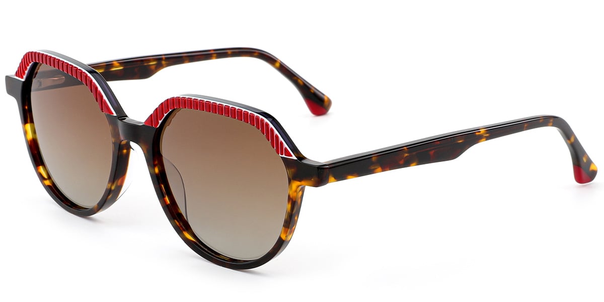 Acetate Geometric Sunglasses pattern-tortoiseshell+amber_polarized