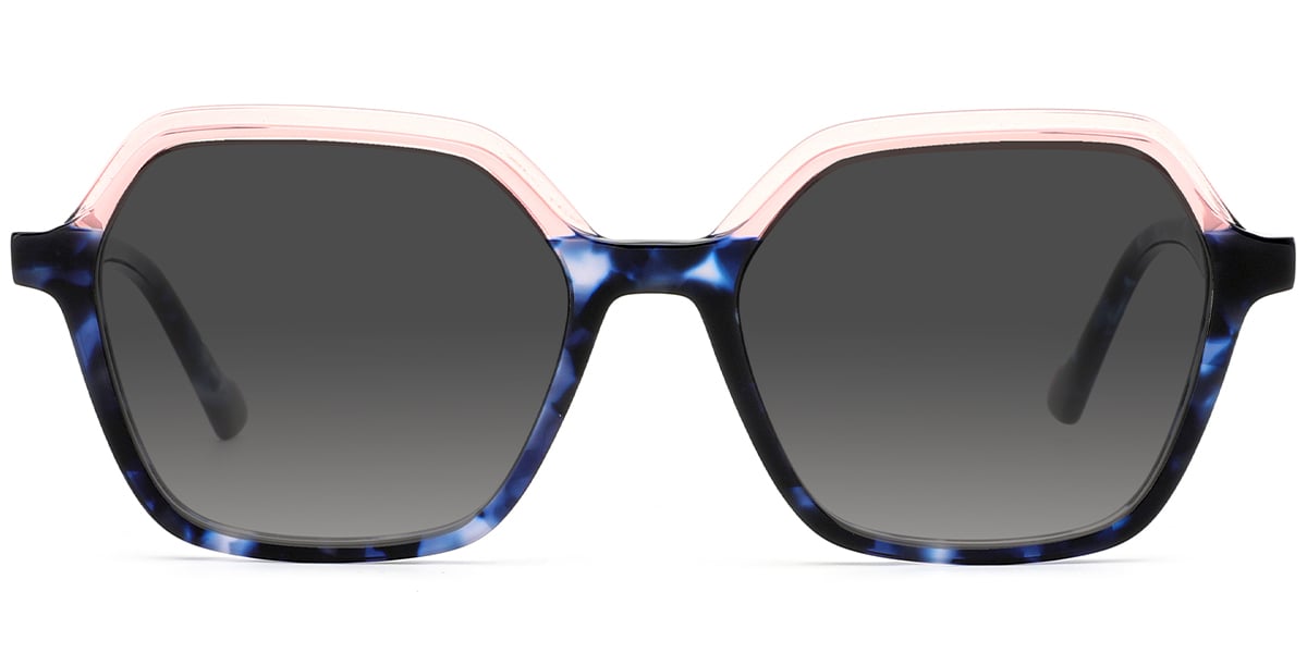 Acetate Square Sunglasses pattern-pink+dark_grey_polarized