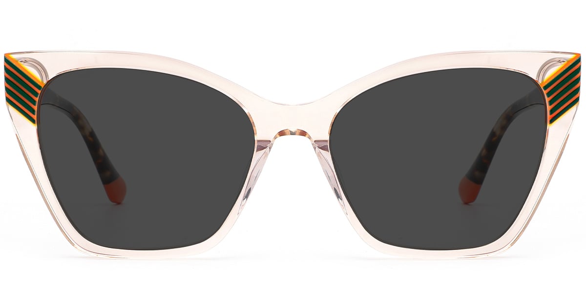 Acetate Cat Eye Sunglasses pattern-brown+dark_grey_polarized