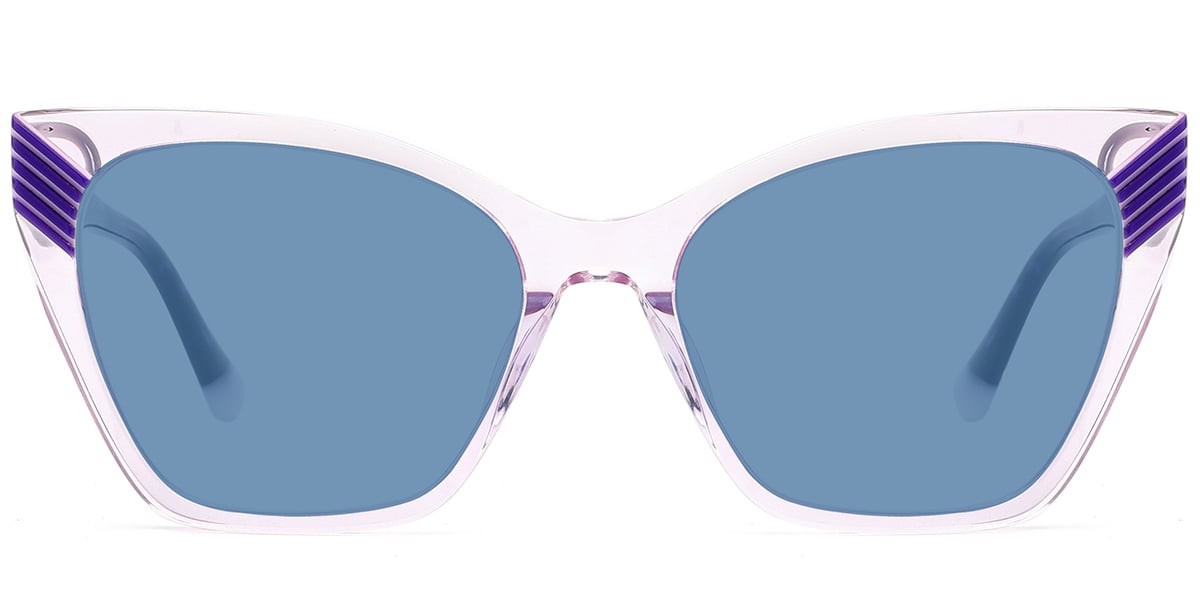 Acetate Cat Eye Sunglasses pattern-purple+blue_polarized