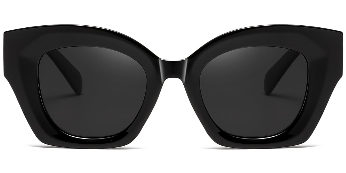 Acetate Cat Eye Sunglasses black+dark_grey_polarized