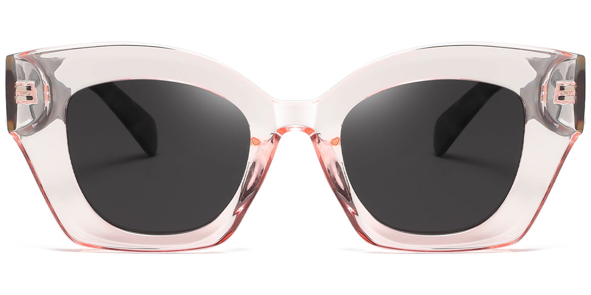 Acetate Cat Eye Sunglasses translucent-pink+dark_grey_polarized