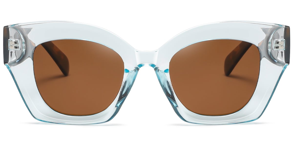 Acetate Cat Eye Sunglasses translucent-blue+amber_polarized