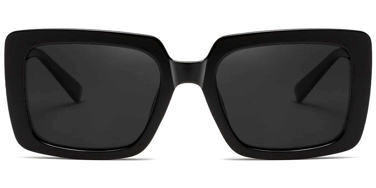 Acetate Square Sunglasses black+dark_grey_polarized